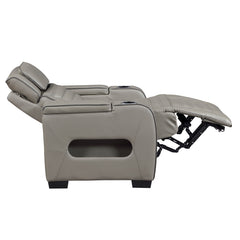 Cyber Gray Power Reclining Chair With Power Headrest Cup Holder Storage Arms Air Massage Heat Led Lighting And Charging Ports - Ornate Home