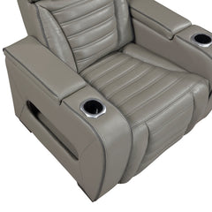 Cyber Gray Power Reclining Chair With Power Headrest Cup Holder Storage Arms Air Massage Heat Led Lighting And Charging Ports - Ornate Home