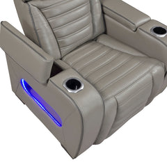 Cyber Gray Power Reclining Chair With Power Headrest Cup Holder Storage Arms Air Massage Heat Led Lighting And Charging Ports - Ornate Home