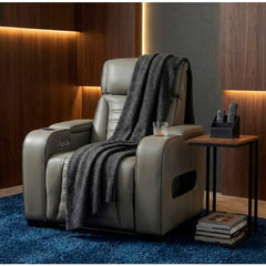 Cyber Gray Power Reclining Chair With Power Headrest Cup Holder Storage Arms Air Massage Heat Led Lighting And Charging Ports - Ornate Home