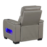 Cyber Gray Power Reclining Chair With Power Headrest Cup Holder Storage Arms Air Massage Heat Led Lighting And Charging Ports - Ornate Home