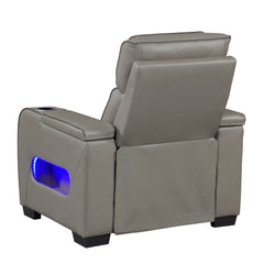 Cyber Gray Power Reclining Chair With Power Headrest Cup Holder Storage Arms Air Massage Heat Led Lighting And Charging Ports - Ornate Home