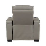 Cyber Gray Power Reclining Chair With Power Headrest Cup Holder Storage Arms Air Massage Heat Led Lighting And Charging Ports - Ornate Home