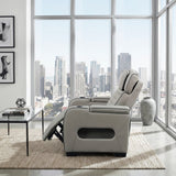 Cyber Gray Power Reclining Chair With Power Headrest Cup Holder Storage Arms Air Massage Heat Led Lighting And Charging Ports - Ornate Home