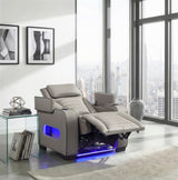 Cyber Gray Power Reclining Chair With Power Headrest Cup Holder Storage Arms Air Massage Heat Led Lighting And Charging Ports - Ornate Home