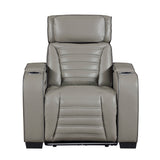 Cyber Gray Power Reclining Chair With Power Headrest Cup Holder Storage Arms Air Massage Heat Led Lighting And Charging Ports - Ornate Home