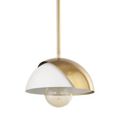 Cybill Brushed Brass/White 1-Light Wall Pendant