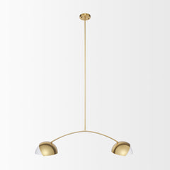 Cybill Brushed Brass/White 2-Light Chandelier