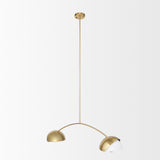 Cybill Brushed Brass/White 2-Light Chandelier