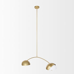 Cybill Brushed Brass/White 2-Light Chandelier