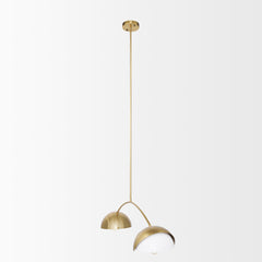 Cybill Brushed Brass/White 2-Light Chandelier