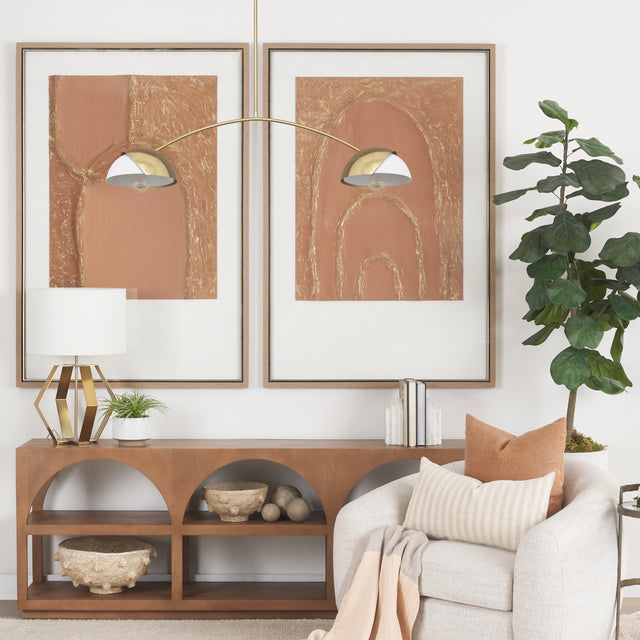 Cybill Brushed Brass/White 2-Light Chandelier