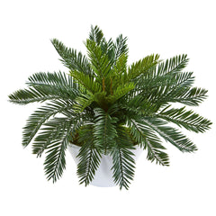 Cycas Artificial Plant in Ceramic White Planter - Ornate Home
