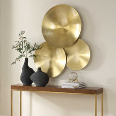 Cymbalic Brass Round Wall Art (Set of 3) - Ornate Home