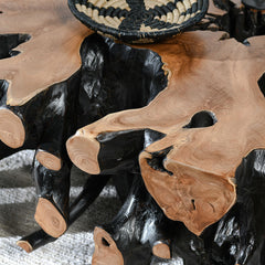 Cypress Root Black/Natural Square Coffee Table - Ornate Home