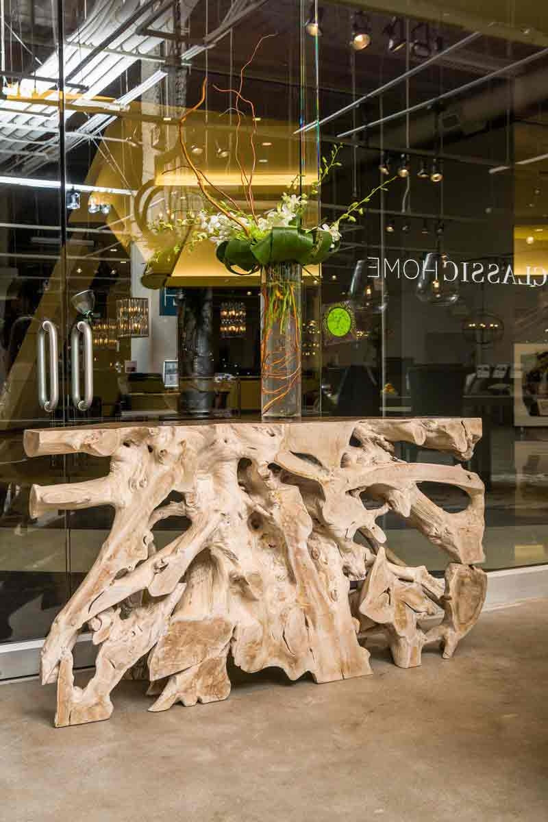 Cypress Root Natural Whitewash Console Table (59”W) - Ornate Home