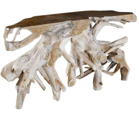 Cypress Root Natural Whitewash Console Table (59”W) - Ornate Home