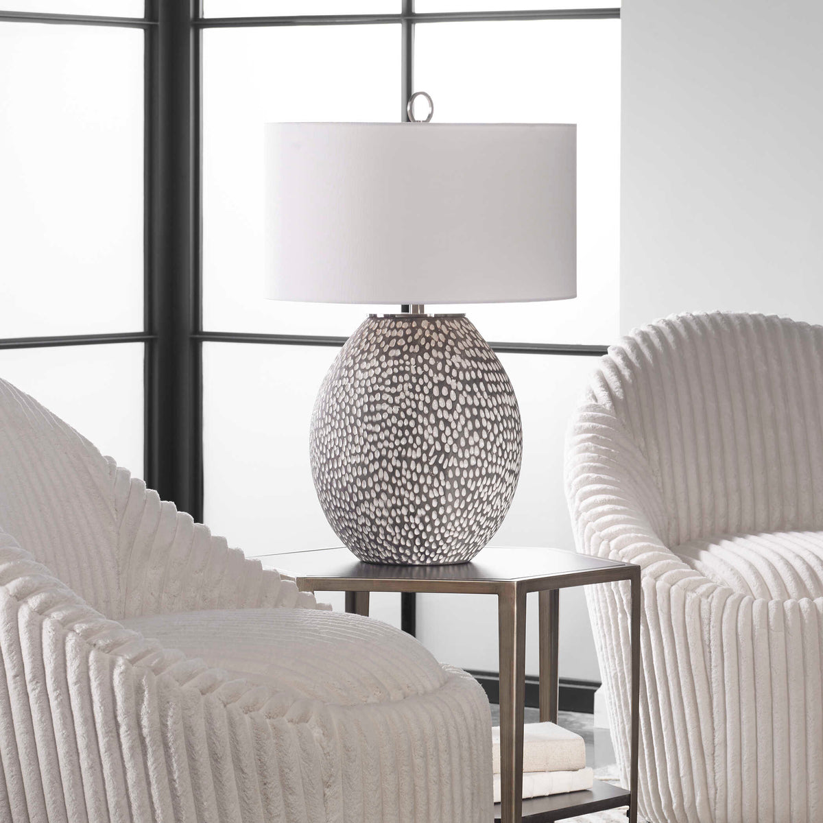 Cyprien Gray/White Table Lamp - Ornate Home