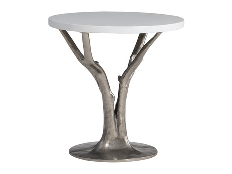Cyprus Bone/Shiny Nickel Outdoor Side Table - Ornate Home