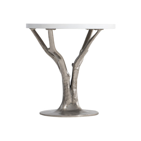 Cyprus Bone/Shiny Nickel Outdoor Side Table - Ornate Home