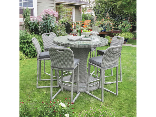 Cyprus Gray Outdoor 7-Piece Bar Table Set - Ornate Home