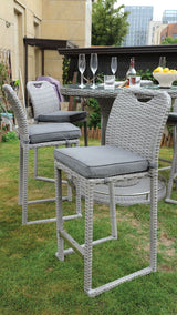 Cyprus Gray Outdoor 7-Piece Bar Table Set - Ornate Home