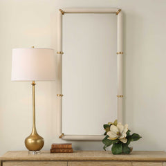 Cyprus White Leather Mirror - Ornate Home