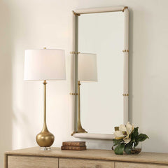 Cyprus White Leather Mirror - Ornate Home