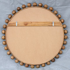 Cyra Brown Wood Beaded Round Mirror - Ornate Home