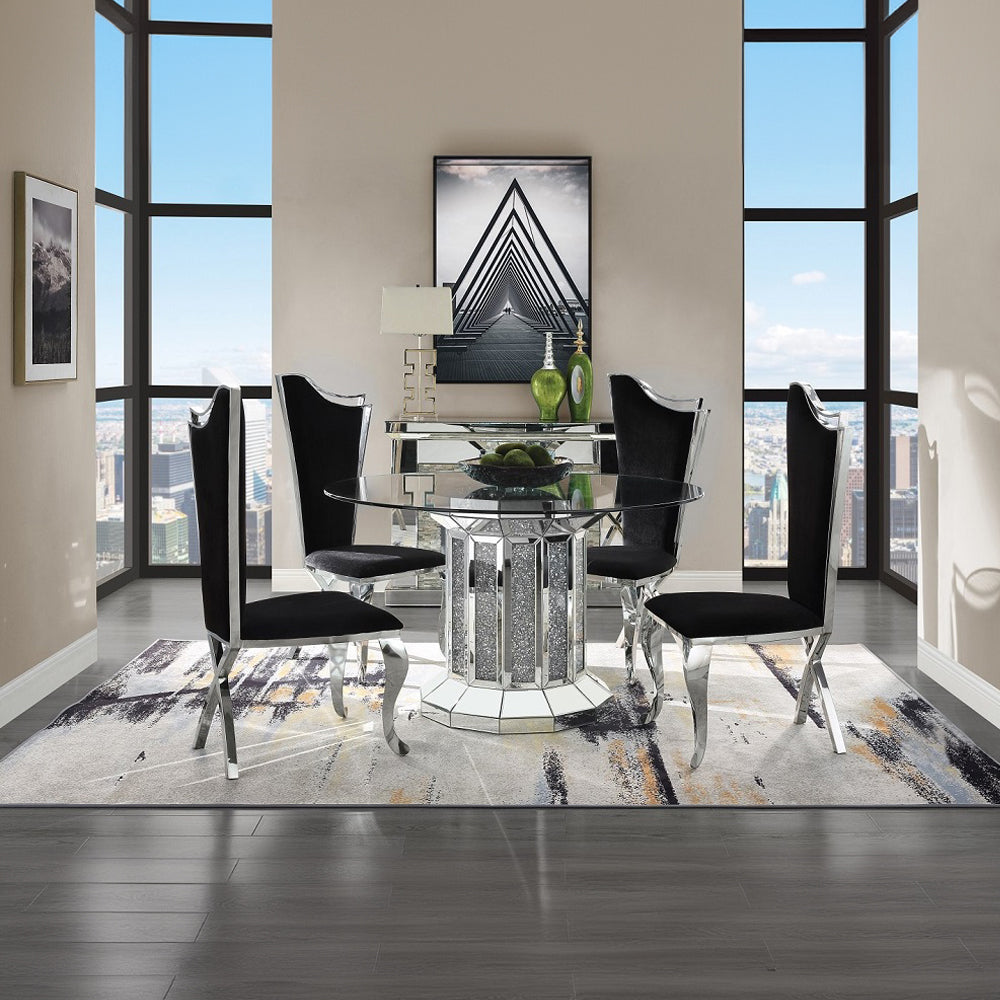 Cyrene Black Fabric Side Chair (Set of 2) - Ornate Home