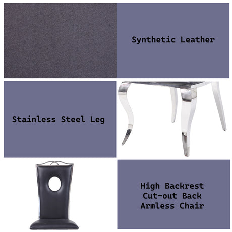 Cyrene Black Faux Leather Side Chair (Set of 2) - Ornate Home