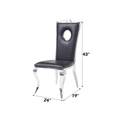 Cyrene Black Faux Leather Side Chair (Set of 2) - Ornate Home