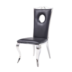 Cyrene Black Faux Leather Side Chair (Set of 2) - Ornate Home