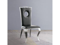 Cyrene Black Faux Leather Side Chair (Set of 2) - Ornate Home