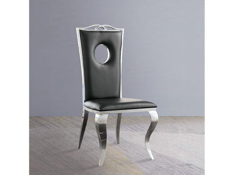 Cyrene Black Faux Leather Side Chair (Set of 2) - Ornate Home