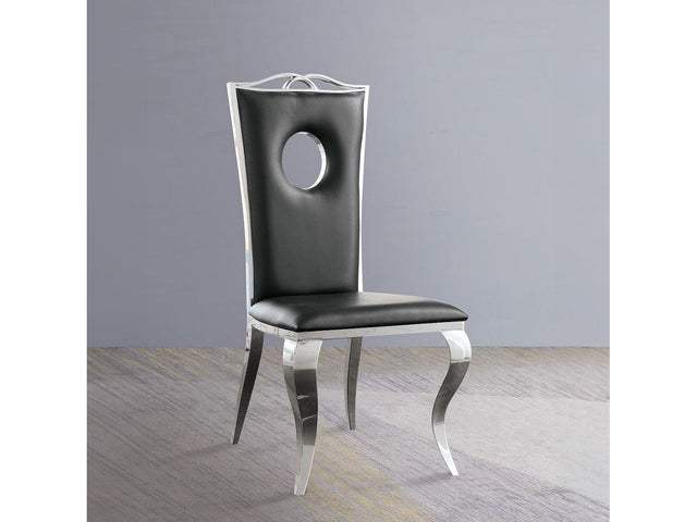 Cyrene Black Faux Leather Side Chair (Set of 2) - Ornate Home