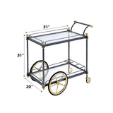Cyrus Black/Gold & Clear Glass Serving Cart - Ornate Home