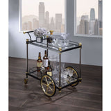 Cyrus Black/Gold & Clear Glass Serving Cart - Ornate Home