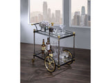 Cyrus Black/Gold & Clear Glass Serving Cart - Ornate Home