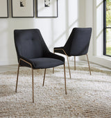 Cyrus Coal/Brushed Bronze Upholstered Dining Chair - Ornate Home