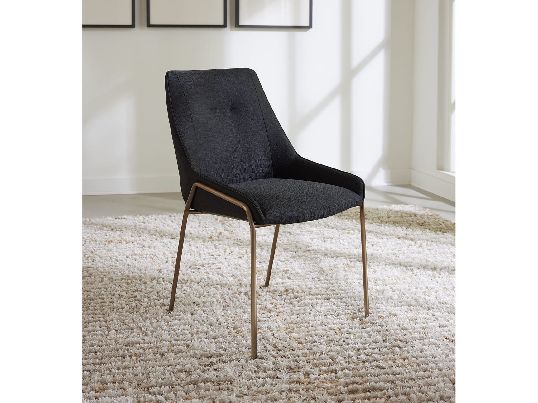 Cyrus Coal/Brushed Bronze Upholstered Dining Chair (Set of 2) - Ornate Home