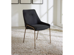 Cyrus Coal/Brushed Bronze Upholstered Dining Chair (Set of 2) - Ornate Home
