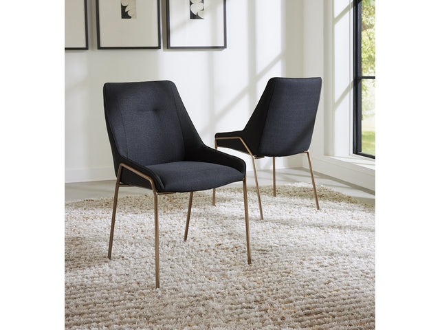 Cyrus Coal/Brushed Bronze Upholstered Dining Chair (Set of 2) - Ornate Home