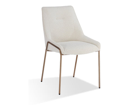 Cyrus Upholstered Dining Chair in Cottage Cheese Boucle and Brushed Bronze Metal (Set of 2) - Ornate Home