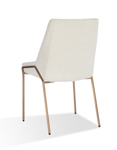 Cyrus Upholstered Dining Chair in Cottage Cheese Boucle and Brushed Bronze Metal (Set of 2) - Ornate Home