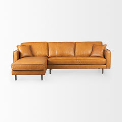 D'Arcy Tan Leather Left Chaise Sectional - Ornate Home