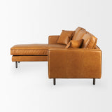 D'Arcy Tan Leather Left Chaise Sectional - Ornate Home
