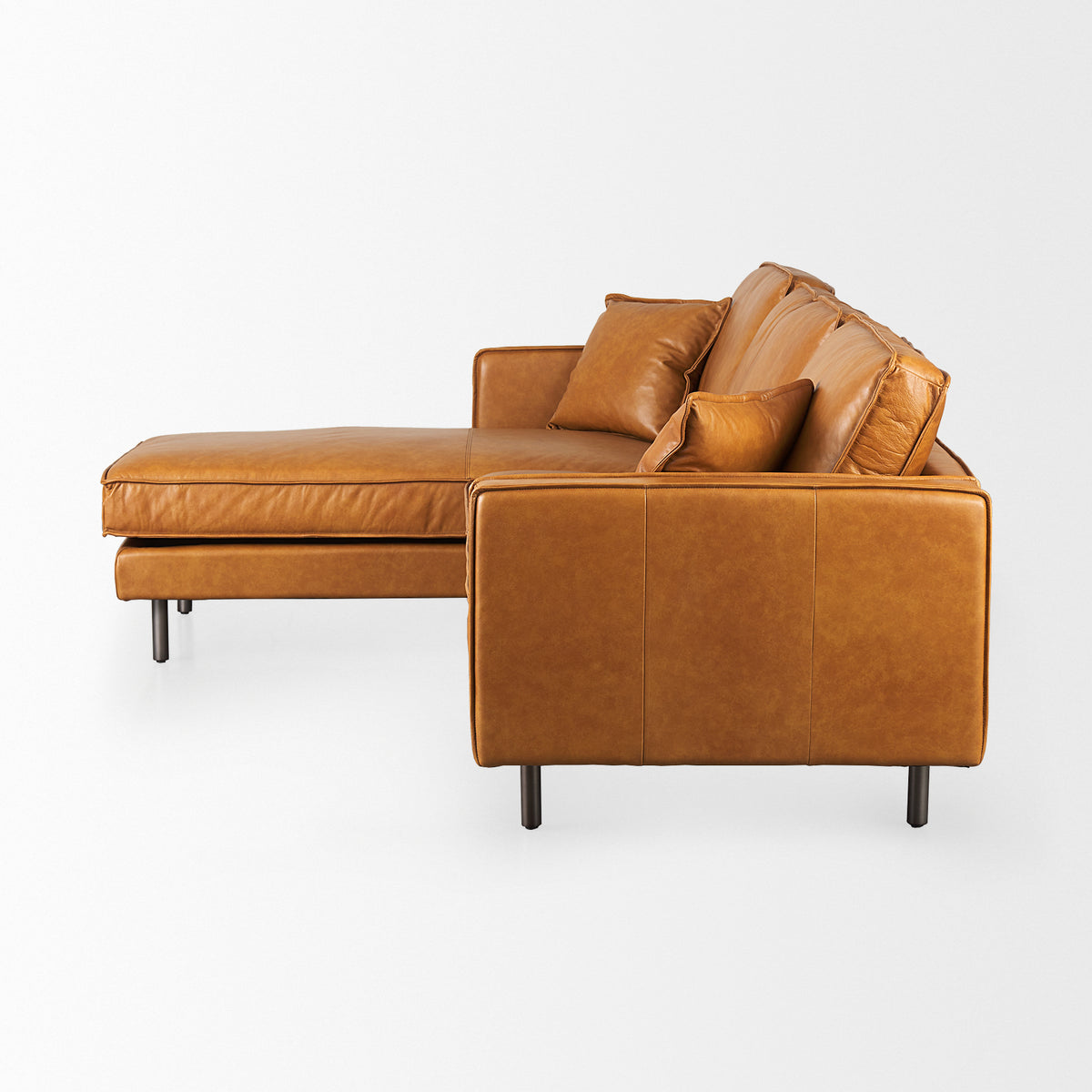 D'Arcy Tan Leather Left Chaise Sectional - Ornate Home