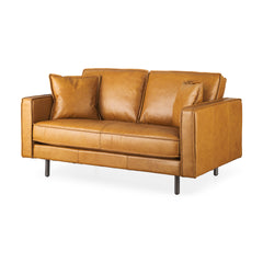 D'Arcy Tan Leather Loveseat - Ornate Home
