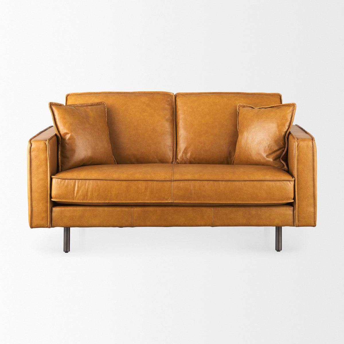 D'Arcy Tan Leather Loveseat - Ornate Home